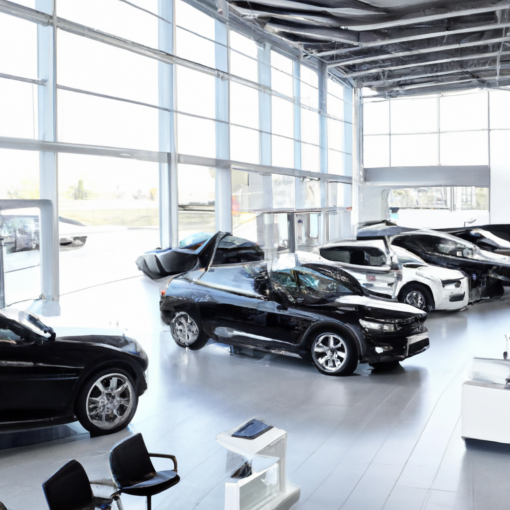 Showroom moderno de concessionária de carros de luxo