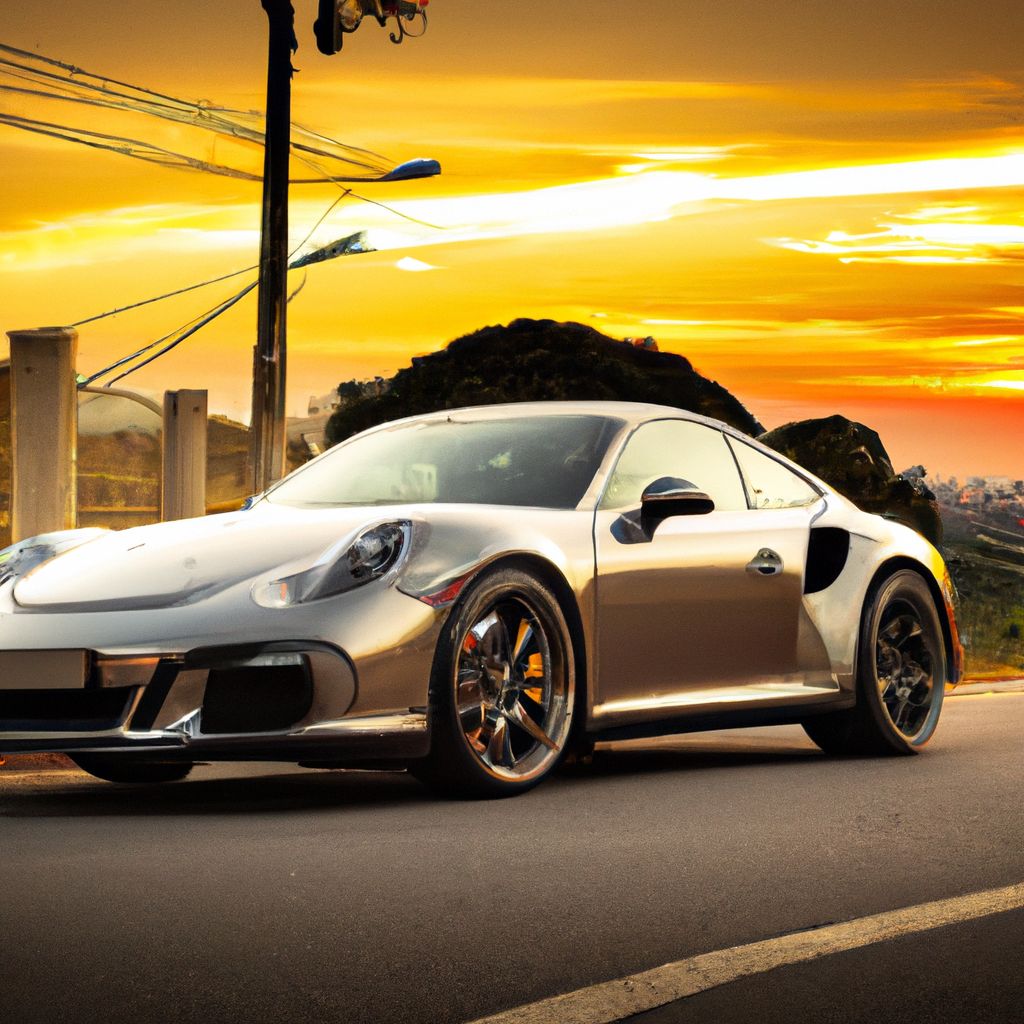 Porsche 911 Turbo S ao pôr do sol em São Paulo